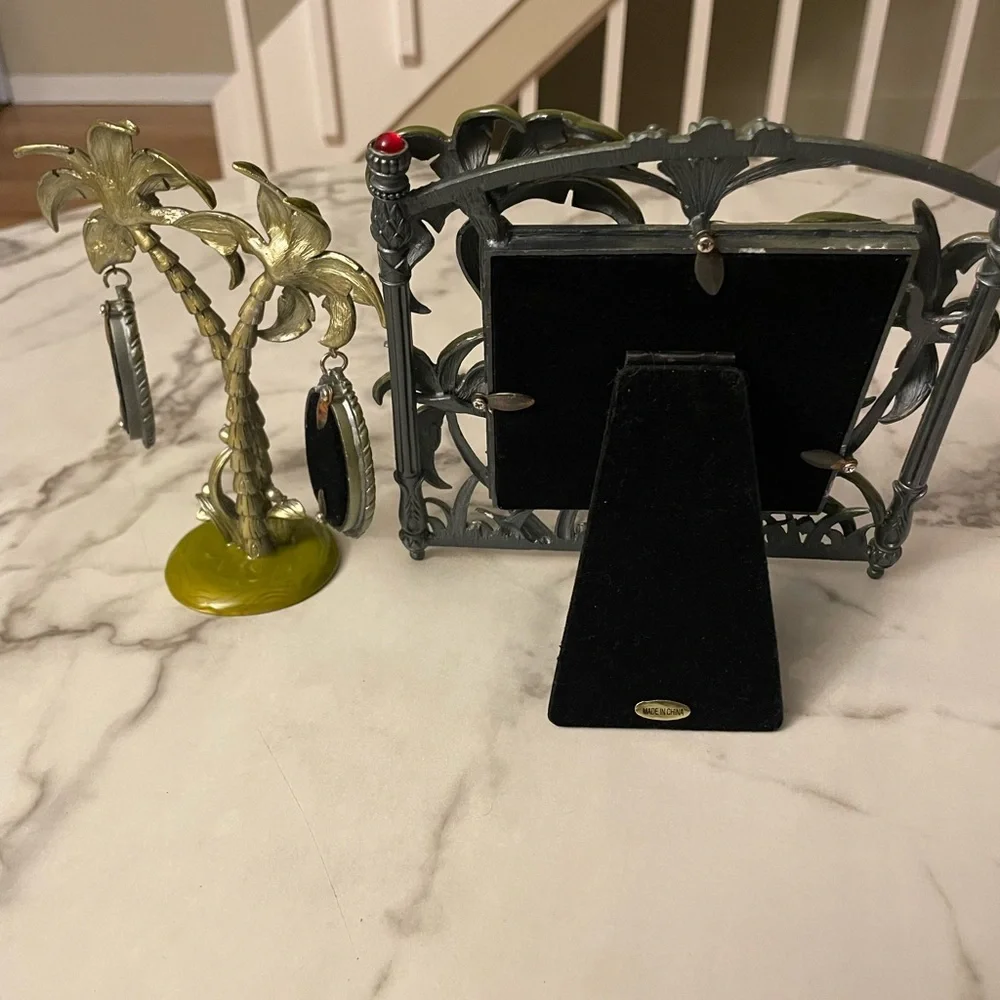 VTG Decorative Palm Tree Photo Frame Set - Green and Gold